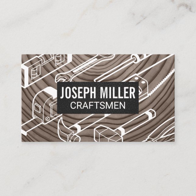 Craftsmen Wood Background | VERKTYG Visitkort (Framsida)