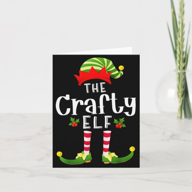 Crafty Christmas Elf Matching Pajama X-mas Party  Kort (Framsida)