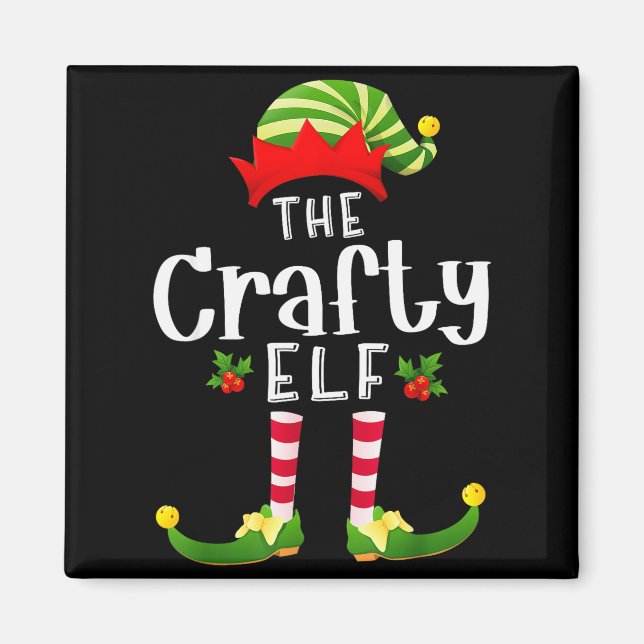 Crafty Christmas Elf Matching Pajama X-mas Party  Magnet (Framsidan)