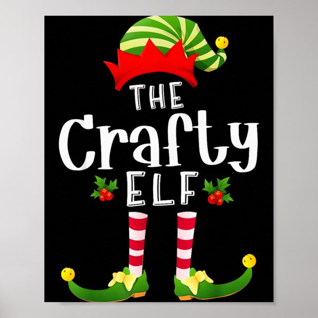 Crafty Christmas Elf Matching Pajama X-mas Party  Poster (Framsidan)