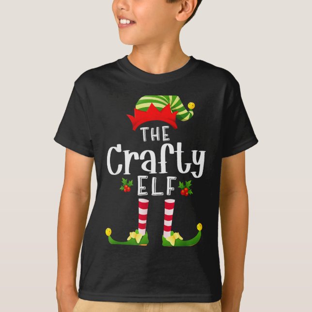 Crafty Christmas Elf Matching Pajama X-mas Party  T Shirt (Framsida)
