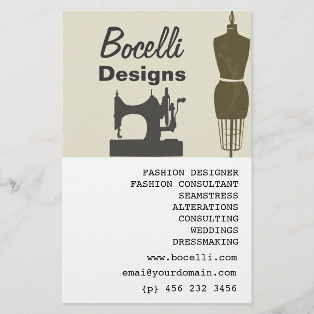 Crafty Dam Seamstress Mode Stylist Modern Flygblad (Framsidan)