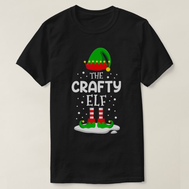 Crafty Elf-julfamiljen som matchar dräktigheten P T Shirt (Design framsida)