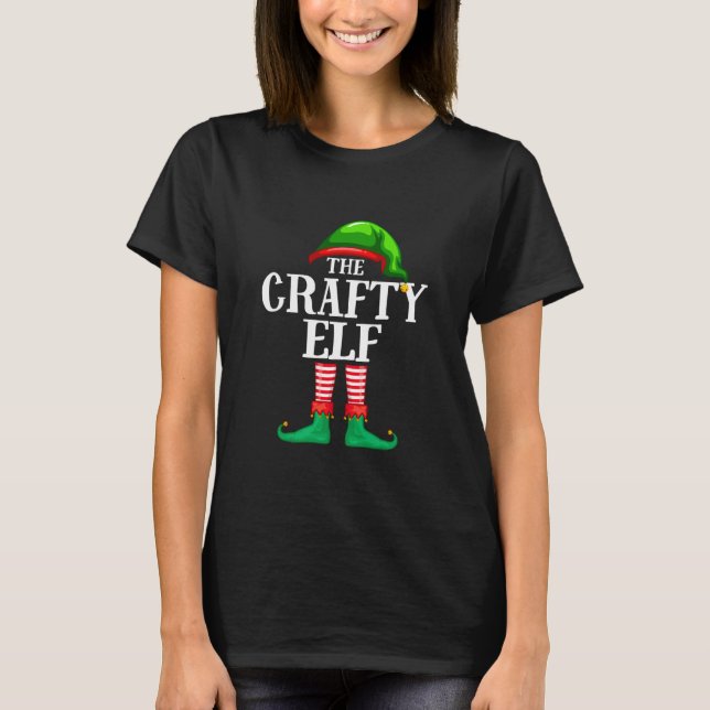 Crafty Elf Matching Family Group T Shirt (Framsida)