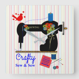 Crafty Sew and Sew Vintage Sewing Maskin Fyrkantig Klocka