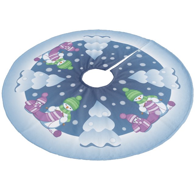 Crafty Snögubbe Knitting Scarf Julgransmatta Fleece (Vinklad)