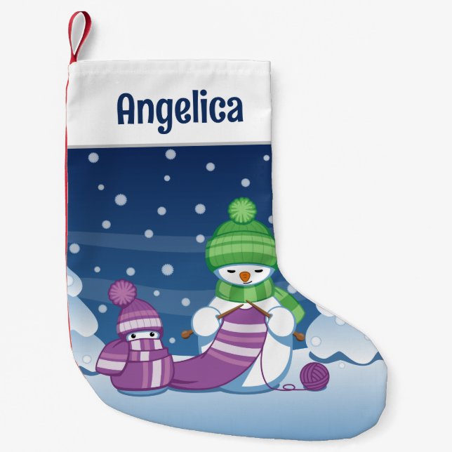 Crafty Snögubbe Knitting Scarf Liten Julstrumpa (Framsidan)