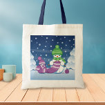 Crafty Snögubbe Knitting Scarf Tygkasse<br><div class="desc">En vektorillustration av två vidlyftiga snögubbar av tecknad klädda i stickade hattar och scarfar. Den stora galningen snögubbe knullar en överdimensionerad sjal för den lilla. Ärren är redan insvepta flera gånger runt den söta lilla snögubbe.</div>