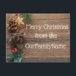 Crafty Wood Grain jul Anpassa vykort<br><div class="desc">Vackert julvykort som kan skräddarsys skapar det som en perfekt till  semesterhälsningar med familj och vänner.  Med anpassningsalternativen kan du anpassa ditt Julafton-kort för att skicka ett spelar ingen roll meddelande som du vill ha.  God Jul!  glad helg!</div>