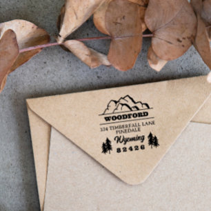 Craggy Mountain Toppar & Spruces Rustic Retro Självfärgande Stämpel