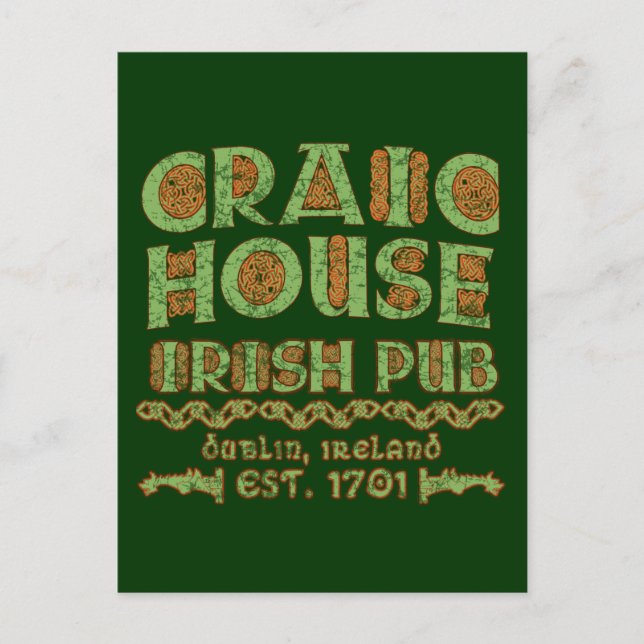 CRAIC HOUSE IRISH PUB Dublin Est 1701 Vykort (Framsida)