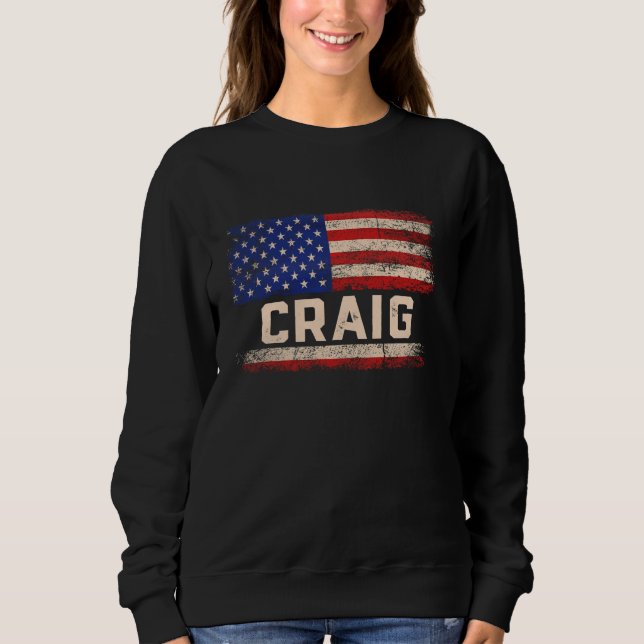 Craig First Namn Shirt Craig Namn American Flagga T Shirt (Framsida)