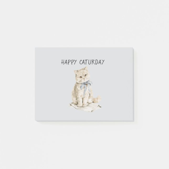 Cräm katt blå båge Caturday Post-it Block (Framsida)