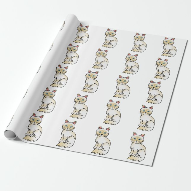 Cräm Point Tabby Birman/Ragdoll Söt Kattmönster Presentpapper (Utrullad)