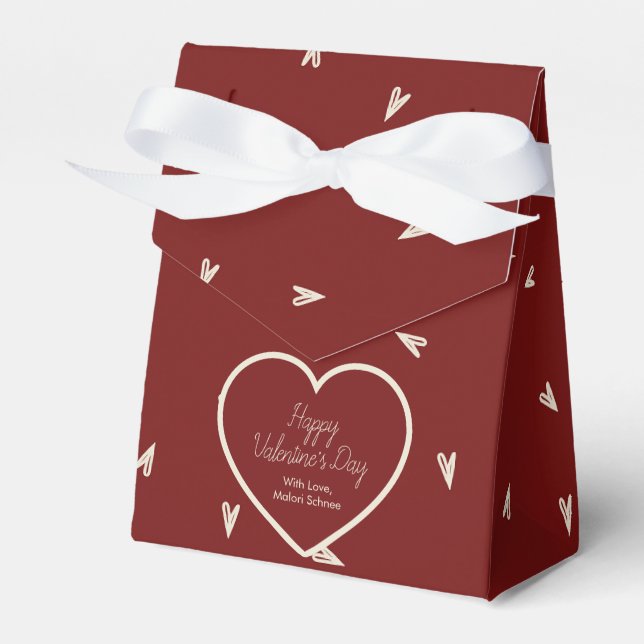 Crämhjärtan på Burgundy - Minimal Valentine Presentaskar (Framsidan Sidan)
