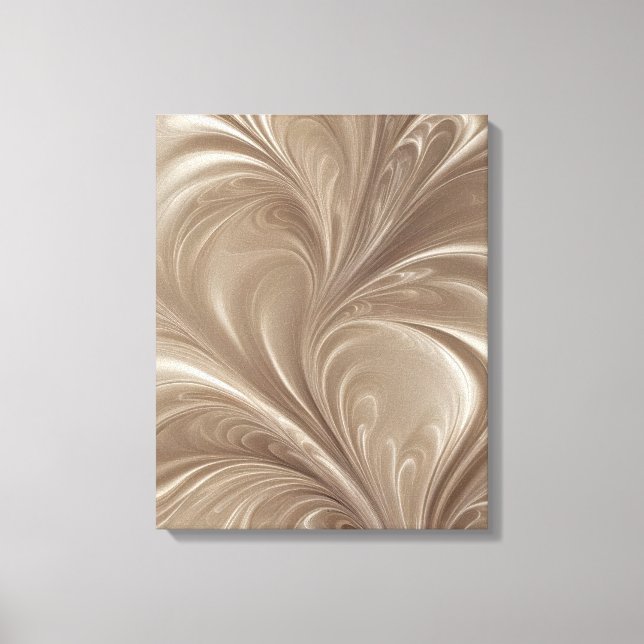 Crämvirvel - Mjuk Beige Abstrakt Flytande Design Canvastryck (Framsida)
