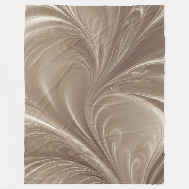 Crämvirvel - Mjuk Beige Abstrakt Flytande Design Fleecefilt (Framsidan)