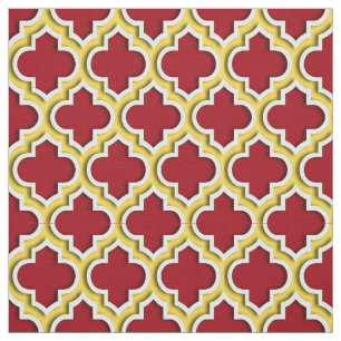 Cranberry, ananas marockanskt quatrefoil #5DS Tyg
