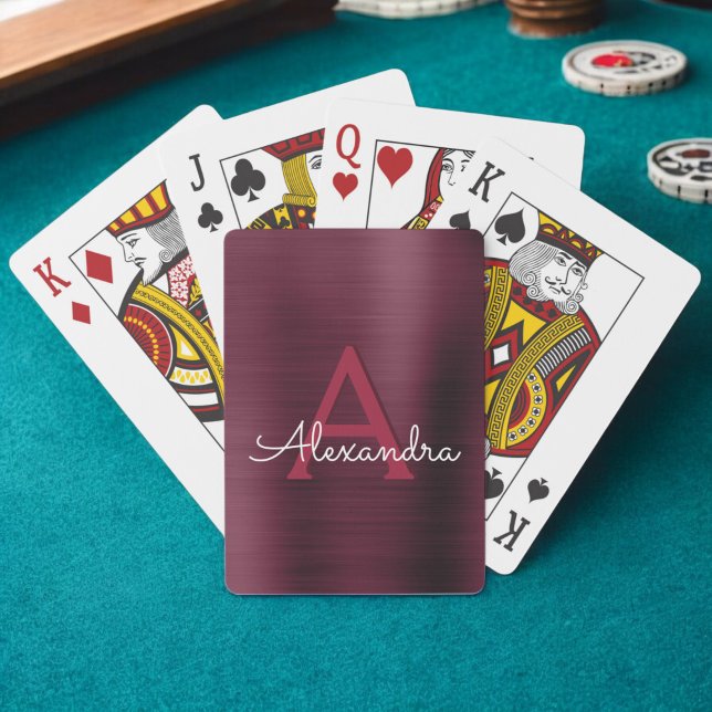 Cranberry Burgundy Lila Stainless Steel Monogram Kortlek (Skapare uppladdad)
