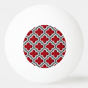 Cranberry Charcarbon White Moroccan Quatrefoil #5D Pingisboll