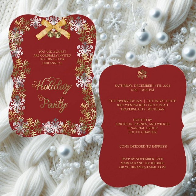 Cranberry Elegant Snowflake Corporate Party Inbjud Inbjudningar (Skapare uppladdad)