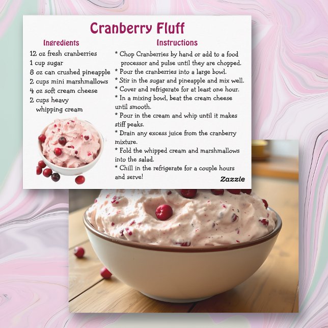 Cranberry Fluff Recipe Card Vykort (Skapare uppladdad)