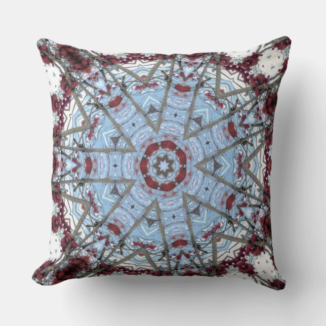 Cranberry Fractal Photo Digital Art Mandala Pillow Kudde (Framsida)