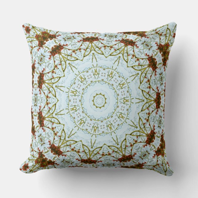 Cranberry Fractal Photo Digital Art Mandala Pillow Kudde (Framsida)