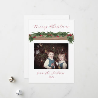 Cranberry Garland Holiday Christmas Card Julkort