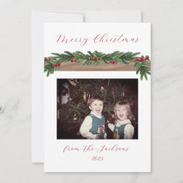 Cranberry Garland Holiday Christmas Card Julkort