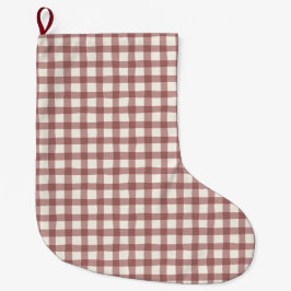 Cranberry Gingham Red Maroon Stor Julstrumpa