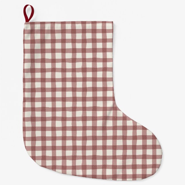 Cranberry Gingham Red Maroon Stor Julstrumpa (Framsidan)