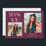 Cranberry Graduate Thank You 2-Photo  Meddelande<br><div class="desc">Modern and whimsical graduation announcement photo card featuring 2 photos on the front and 1 on the back. The text says "THANK YOU" with twinkling stars. Add the graduate's name,  information,  and message to personalize this card. Cranberry.</div>