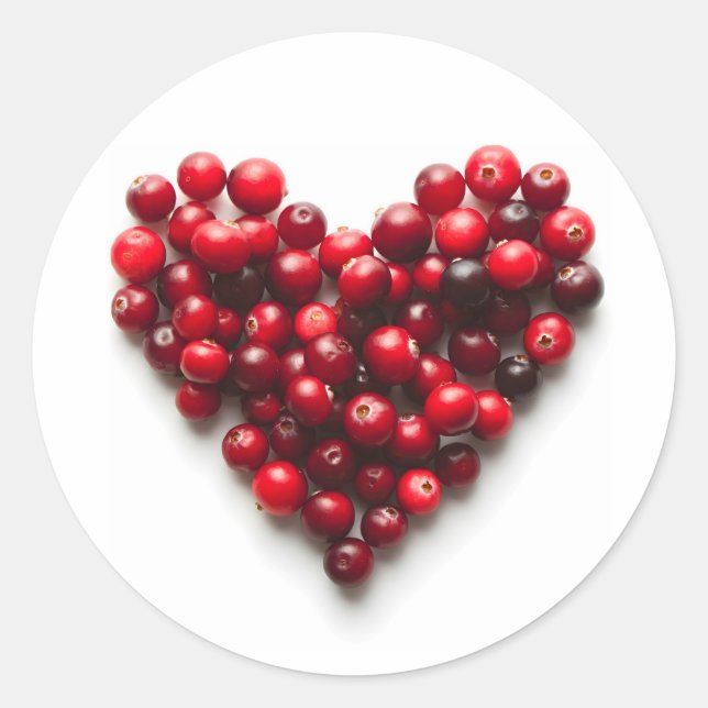 Cranberry Heart Runt Klistermärke (Framsida)
