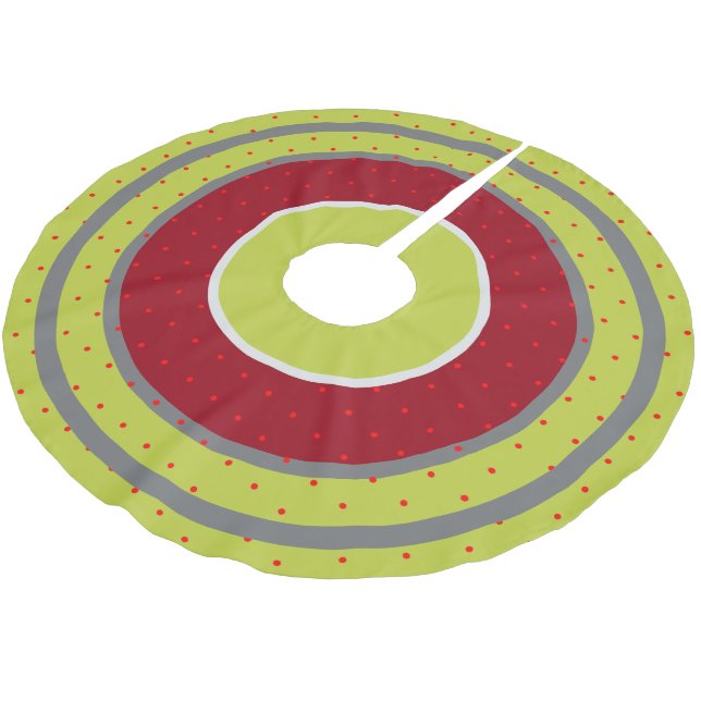 Cranberry Lime Polka-dot Julgransmatta Borstad Polyester (Vinklad)