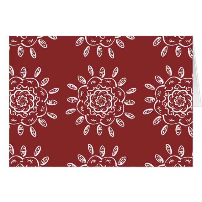 Cranberry Mandala Hälsningskort (Framsidan Horizontal)