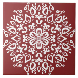 Cranberry Mandala Kakelplatta