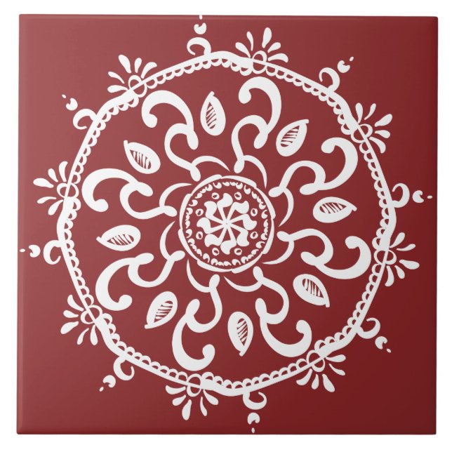 Cranberry Mandala Kakelplatta (Framsidan)