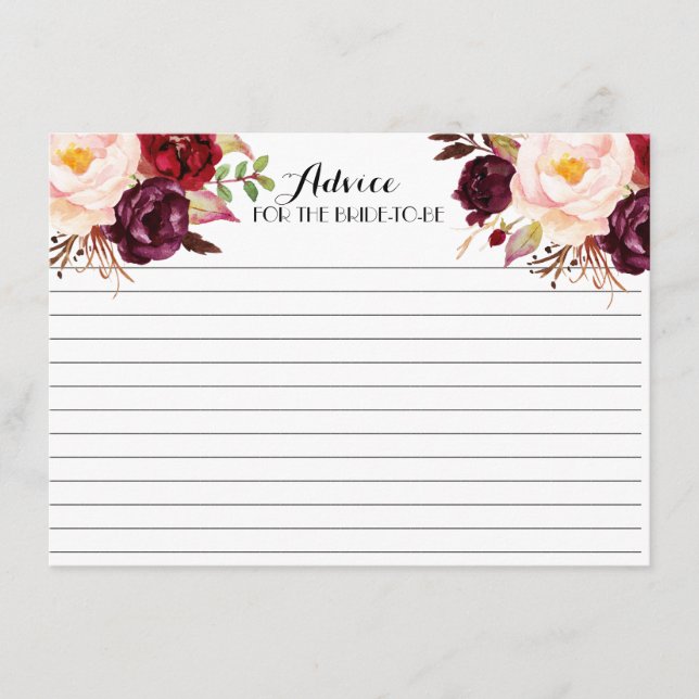 Cranberry, Marsala, Vackra Blommigt Advice-kort Rådkort (Framsida)