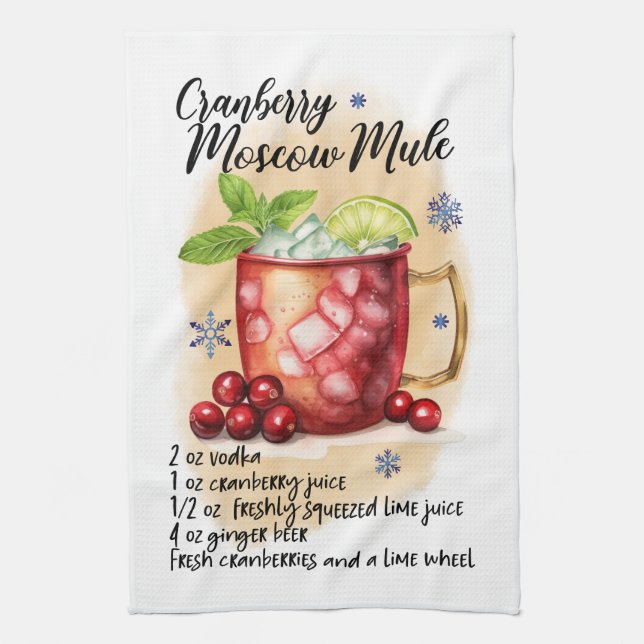 Cranberry Moskva Mule Recipe Kitchen Towel Kökshandduk (Vertikal)
