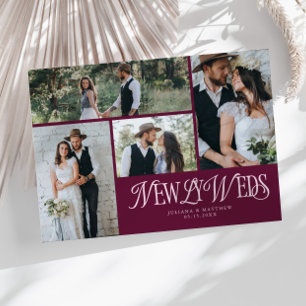 Cranberry Newlyweds Multi Photo Bröllop Meddelande