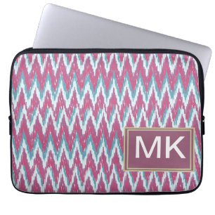 Cranberry och Teal Kat ZigZag Mönster Laptop Sleeve