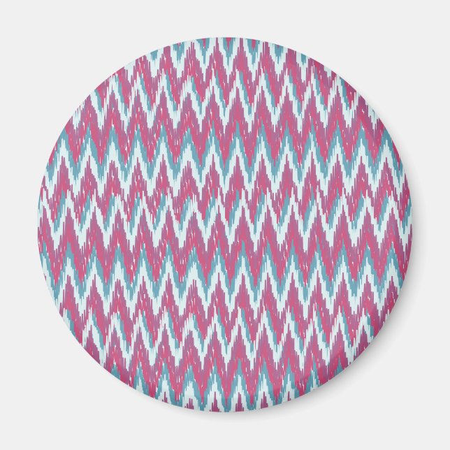 Cranberry och Teal Kat ZigZag Mönster Magnet (Framsidan)