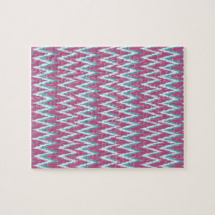 Cranberry och Teal Kat ZigZag Mönster Pussel