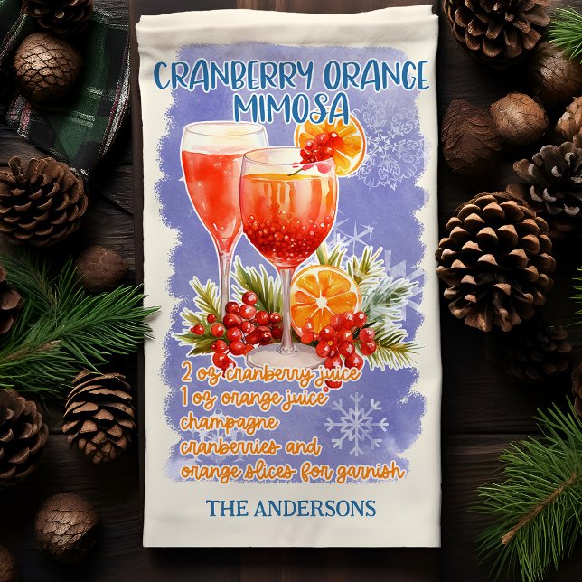 Cranberry Orange Mimosa jul Cocktail Recipe Kökshandduk (Skapare uppladdad)