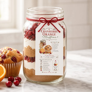 Cranberry Orange Muffins Recept Mason Jar Bakning Presentetikett