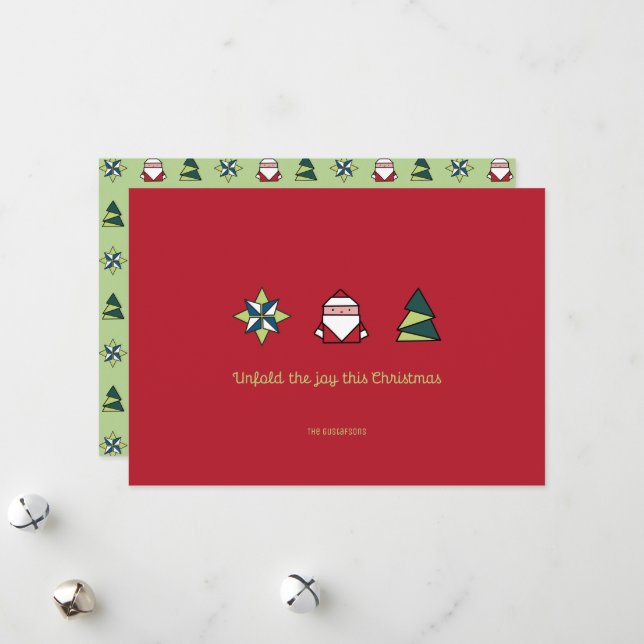 Cranberry Origami jul Julkort (Fram/Back In Situ)