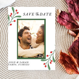 Cranberry Photo Holiday Save the Date Invitation  OSA Kort
