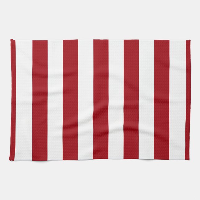 Cranberry Red and White XL Rand Mönster Kökshandduk (Horisontell)