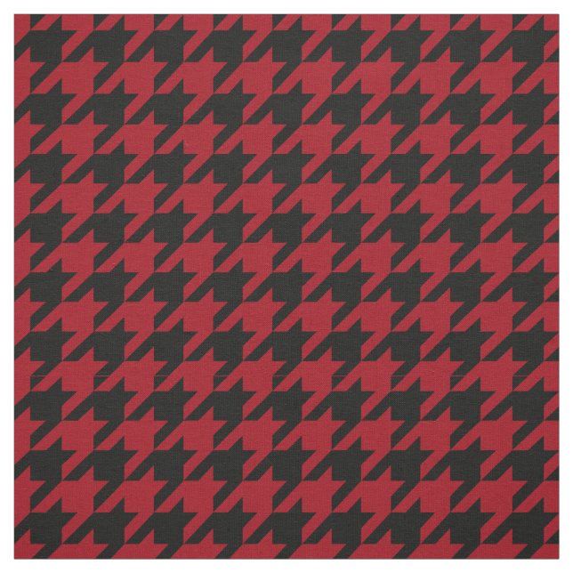 Cranberry Red Black Houndstooth Mönster #2M Tyg (Provkarta)